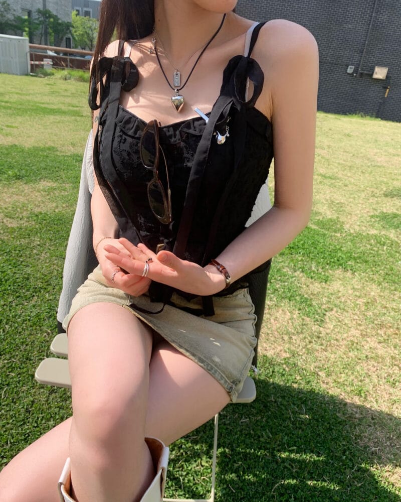 Cloudemotion Coachella frill ribbon BL - Black