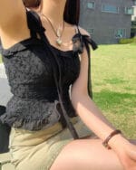 Cloudemotion Coachella frill ribbon BL - Black