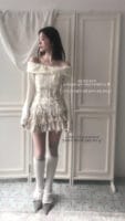 Cloudemotion Valentine eyelet two-piece set ( top + sk )