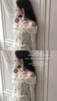 Cloudemotion Valentine eyelet two-piece set ( top + sk )