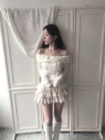Cloudemotion Valentine eyelet two-piece set ( top + sk )