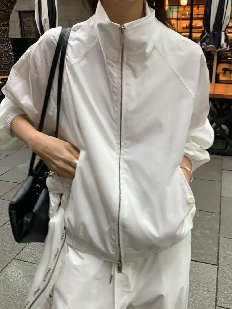 极简风薄款纯白色夹克外套 可当防晒