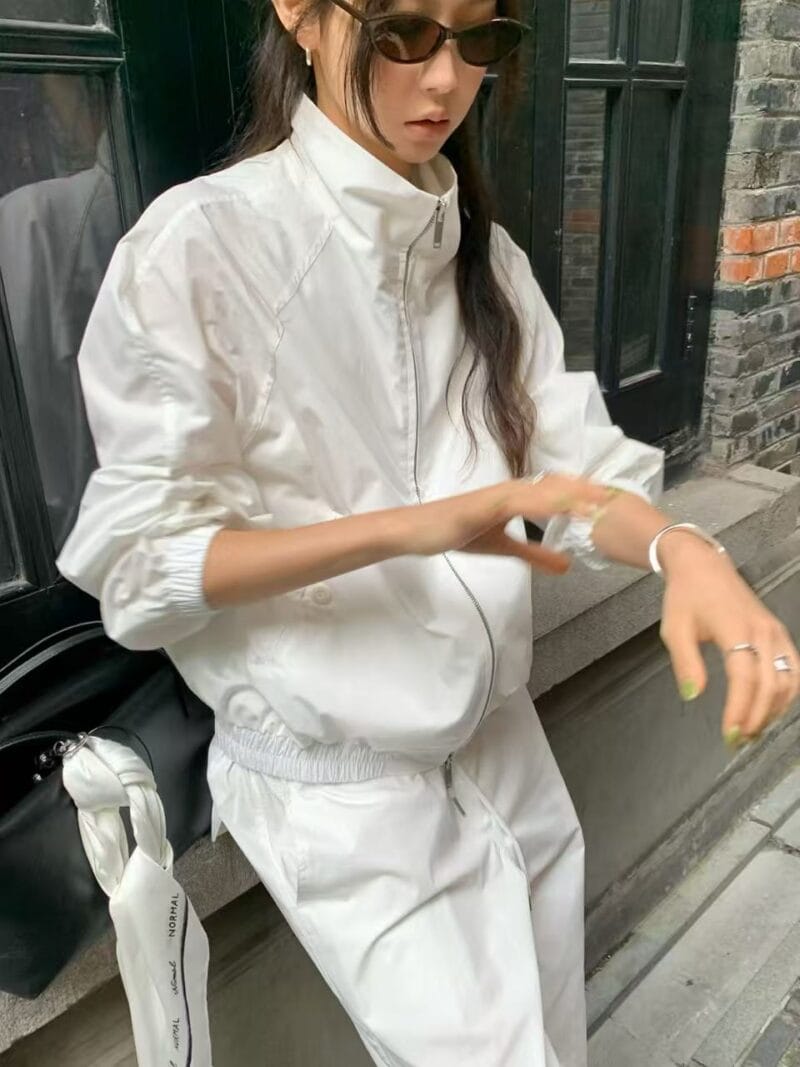 极简风薄款纯白色夹克外套 可当防晒