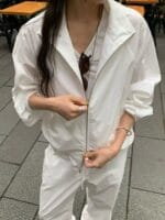 极简风薄款纯白色夹克外套 可当防晒