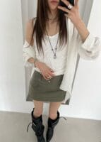 韩女必备 低腰橄榄绿工装裙