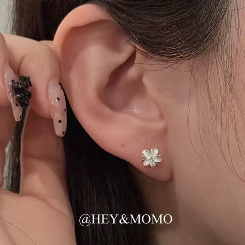 925银 超精致的花朵耳钉