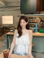 韩女大爆款 仙女荷叶边吊带 无敌显瘦
