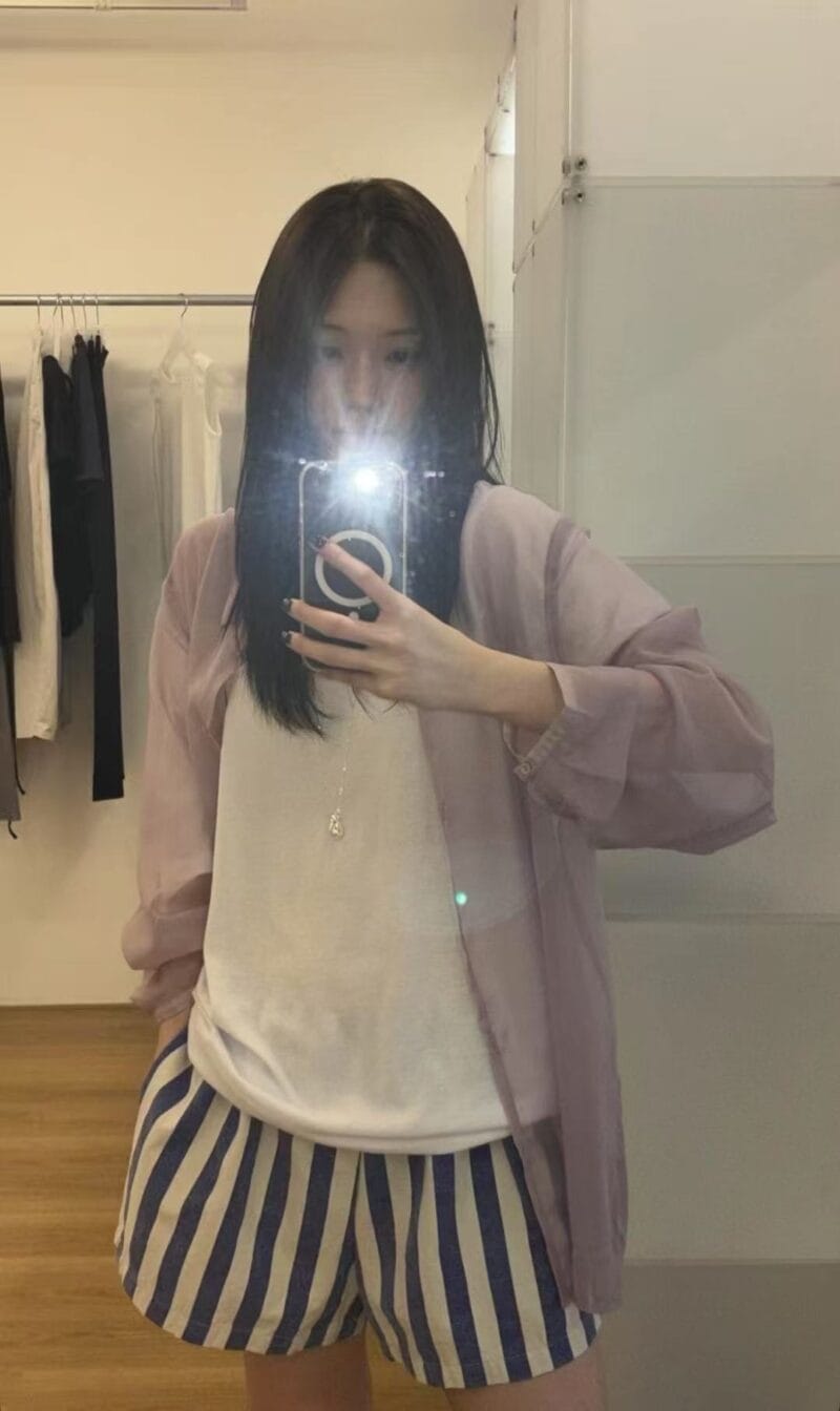 绝美梅子色清透感衬衫 可当防晒