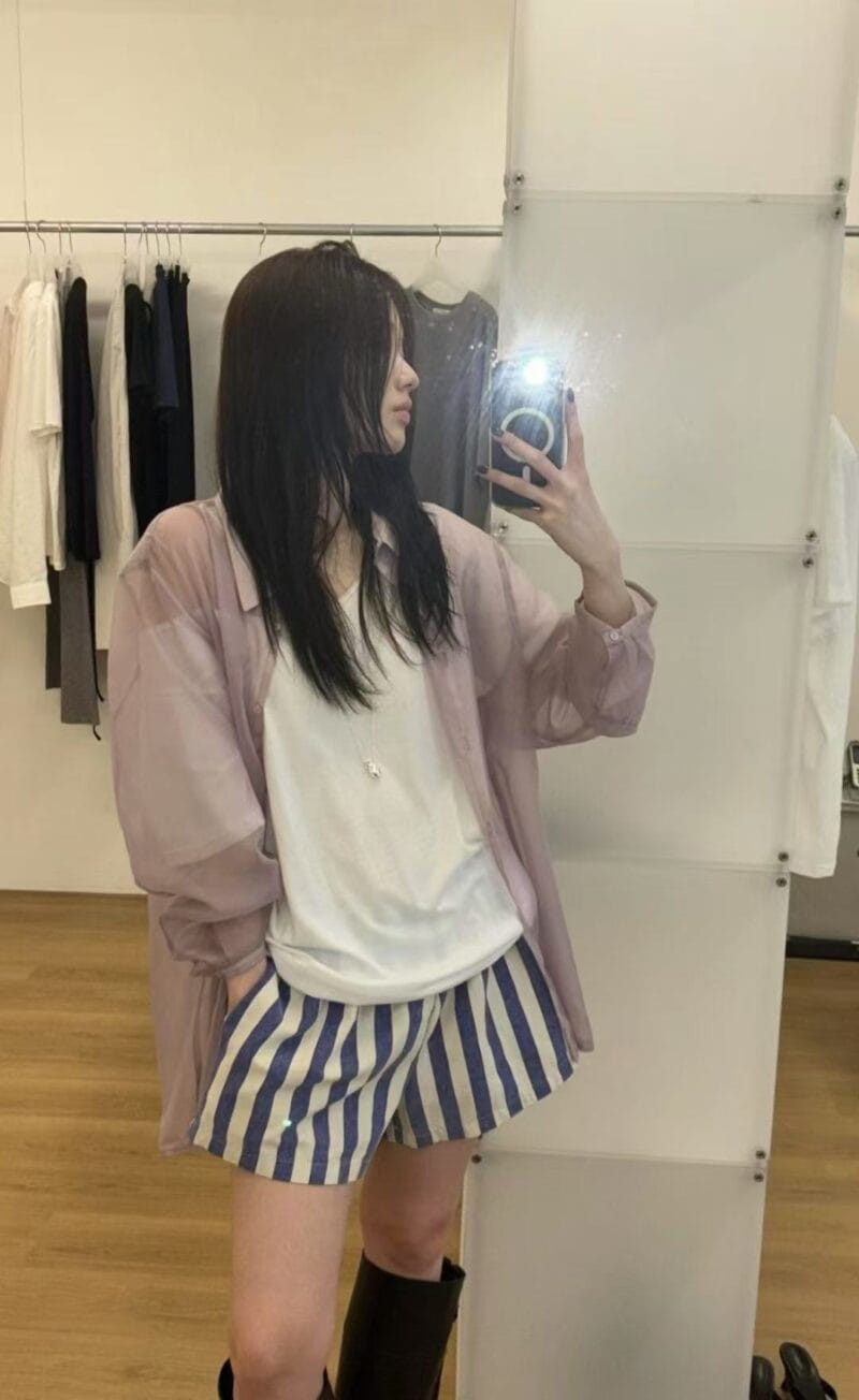 绝美梅子色清透感衬衫 可当防晒