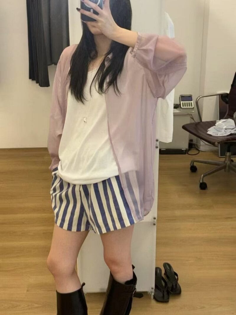 绝美梅子色清透感衬衫 可当防晒