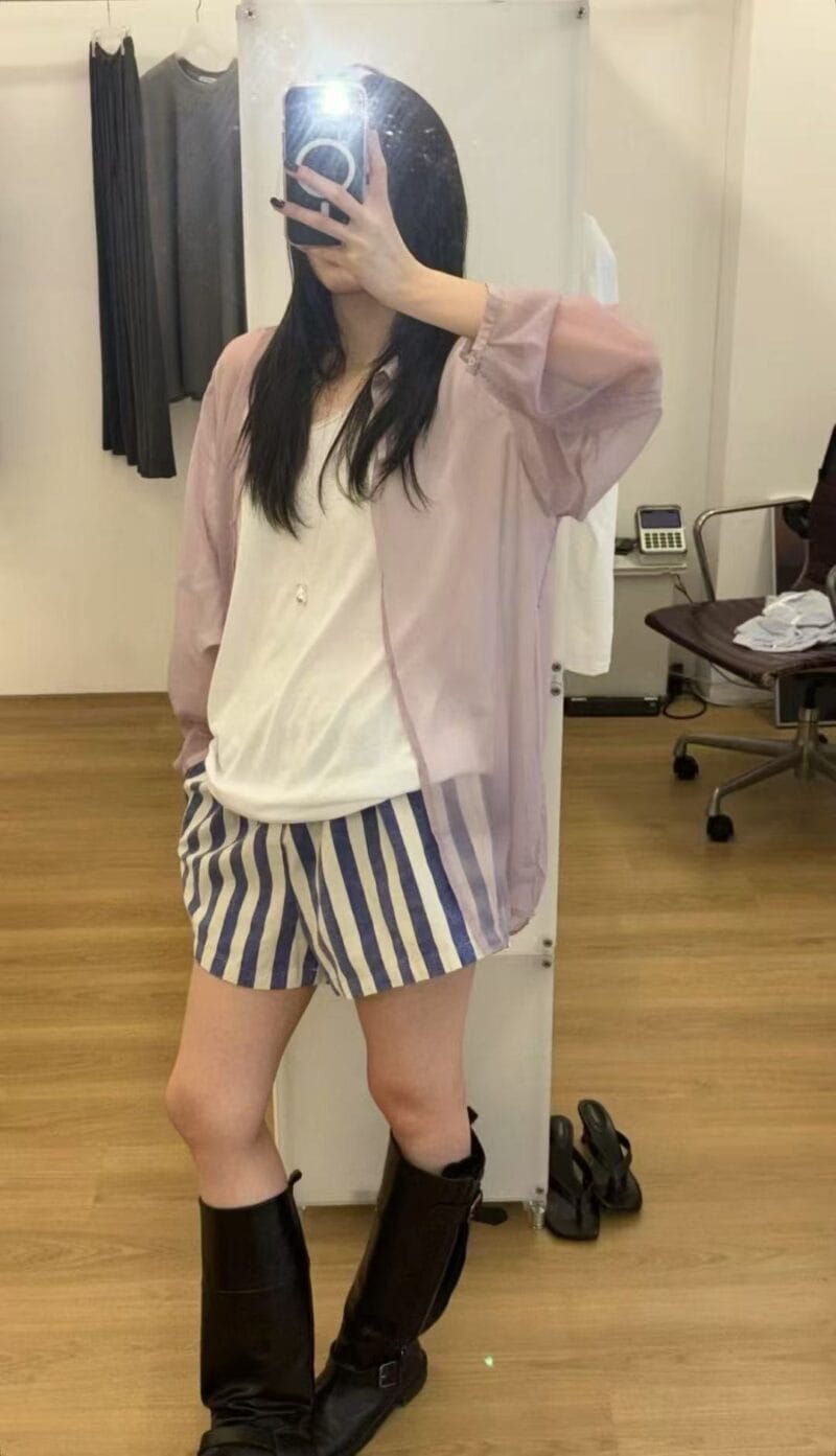 绝美梅子色清透感衬衫 可当防晒
