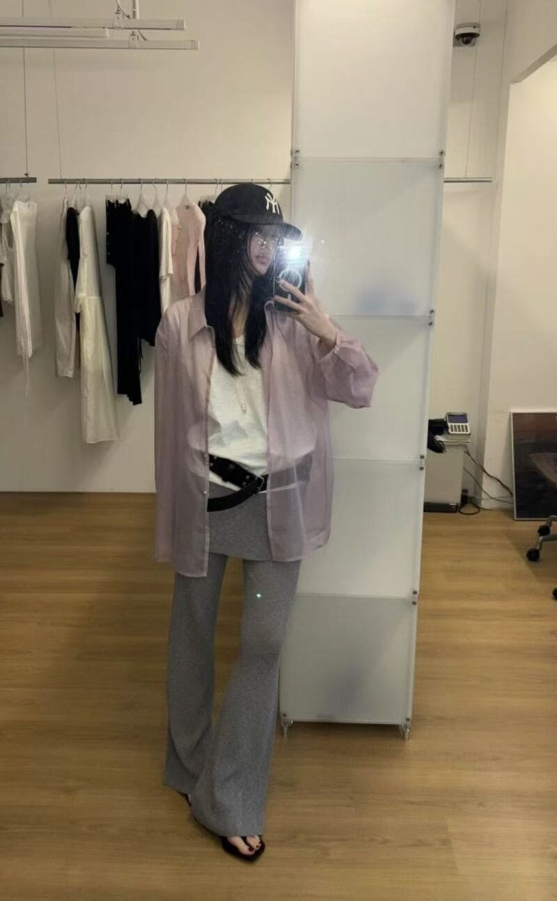 绝美梅子色清透感衬衫 可当防晒
