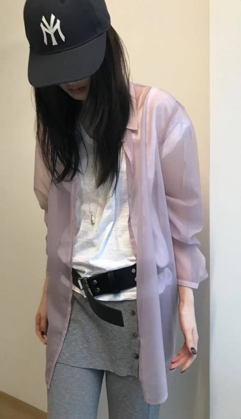 绝美梅子色清透感衬衫 可当防晒