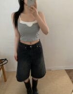 不包邮!短款假两件背心(含胸垫不跑杯)