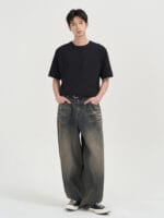 TOFFEE - PINCH DUMBO DENIM PANTS ( SAND INDIGO)