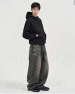TOFFEE - PINCH DUMBO DENIM PANTS ( SAND INDIGO)