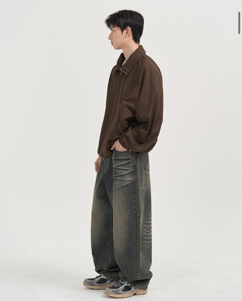 TOFFEE - PINCH DUMBO DENIM PANTS ( SAND INDIGO)
