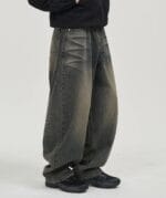 TOFFEE - PINCH DUMBO DENIM PANTS ( SAND INDIGO)