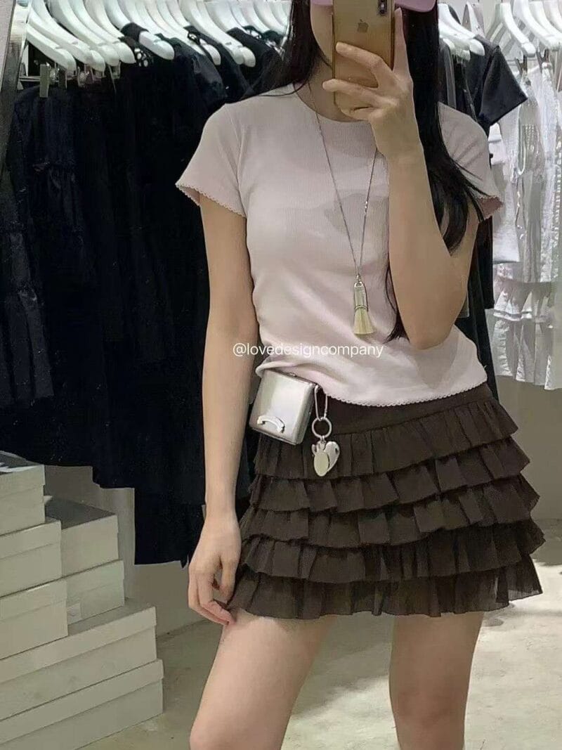 肌理感百褶蛋糕裙