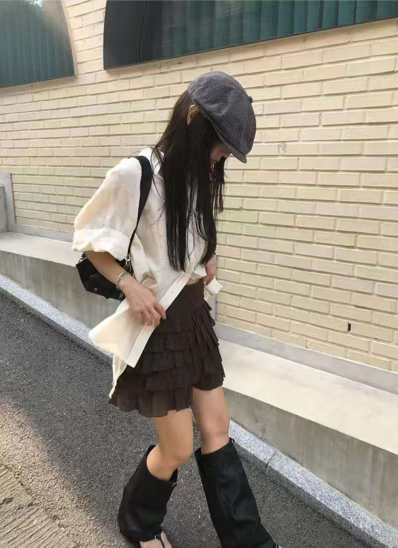 肌理感百褶蛋糕裙