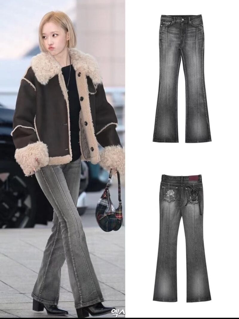 Darling you are bad [Wonyoung, Winter, kazuha 착용]Rose Boots Cut Denim #Black