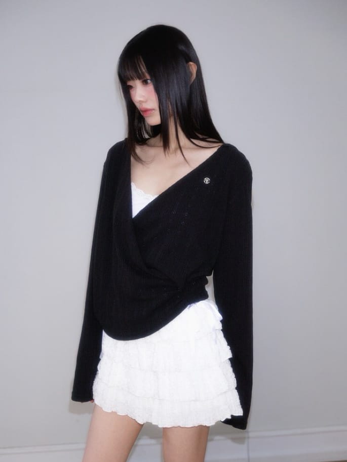 Rose Frantz - Wrap Shirring Hood Long Sleeve [Black]