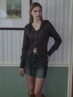 Rose Frantz - Eyelet Point Hood Zip-up [Charcoal]