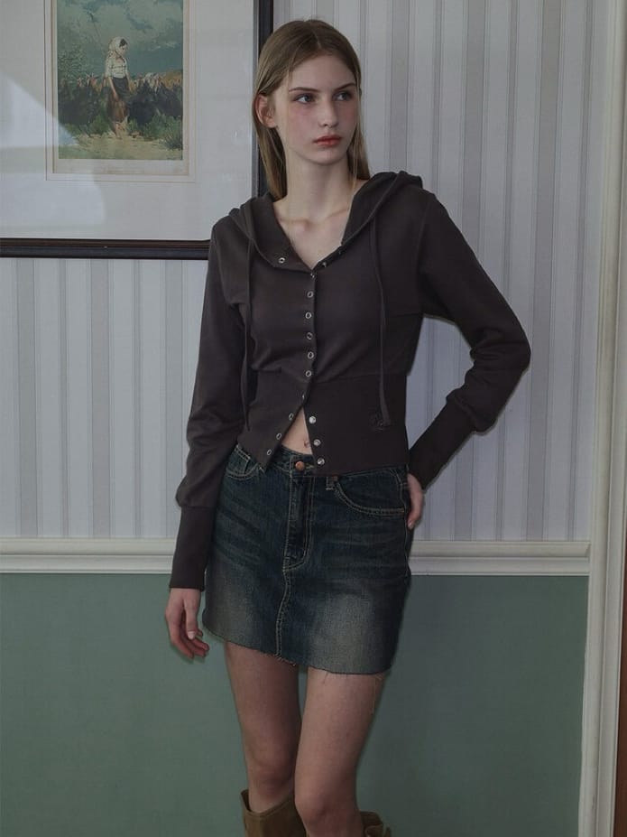 Rose Frantz - Eyelet Point Hood Zip-up [Charcoal]