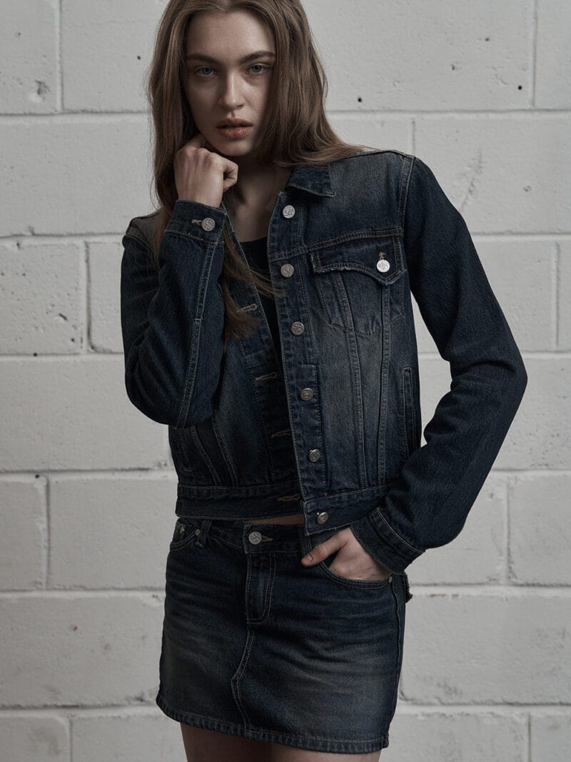Synerjyn - BRUSH DENIM JACKET DEEP BLUE